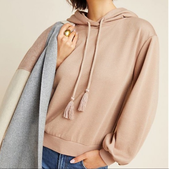 Anthropologie Current Air Shimmer Gold Foiled Sweatshirt - Picture 5 of 13